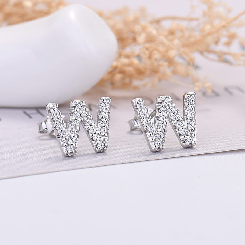 Zircon Initial Letter Earrings