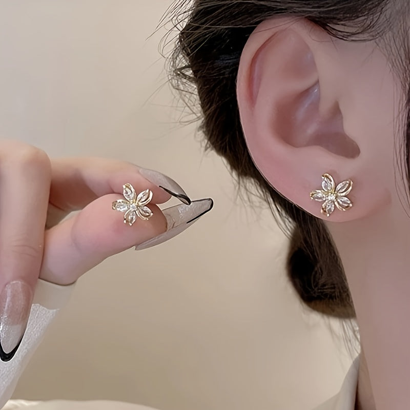 Rhinestone Flower Stud Earrings