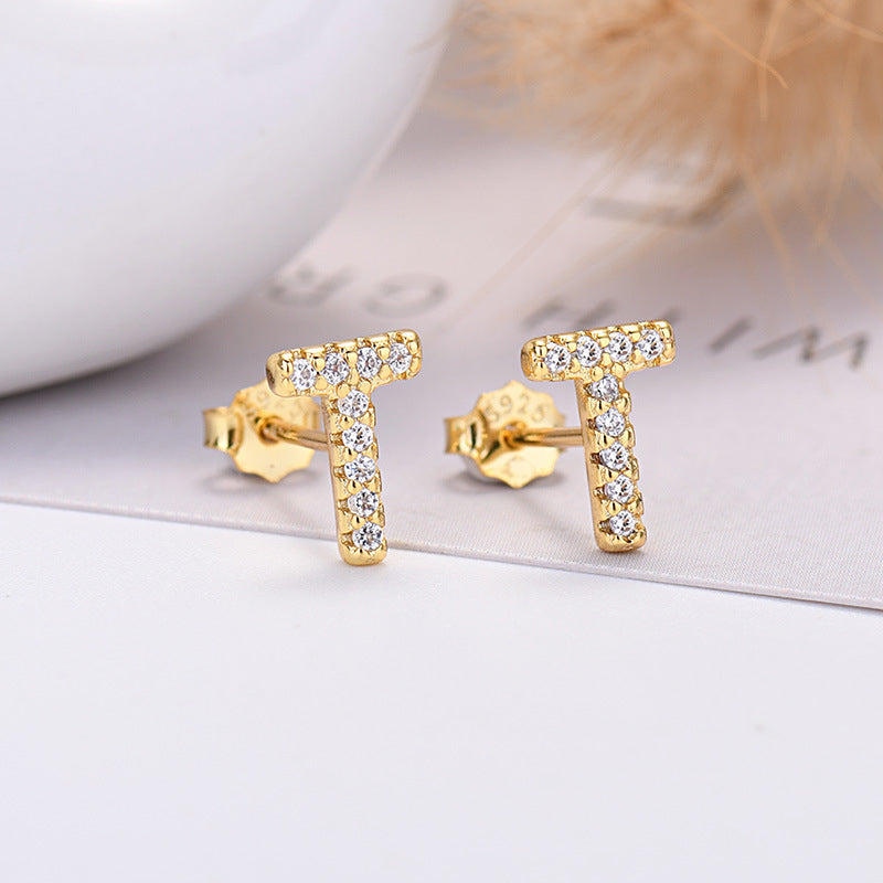 Zircon Initial Letter Earrings