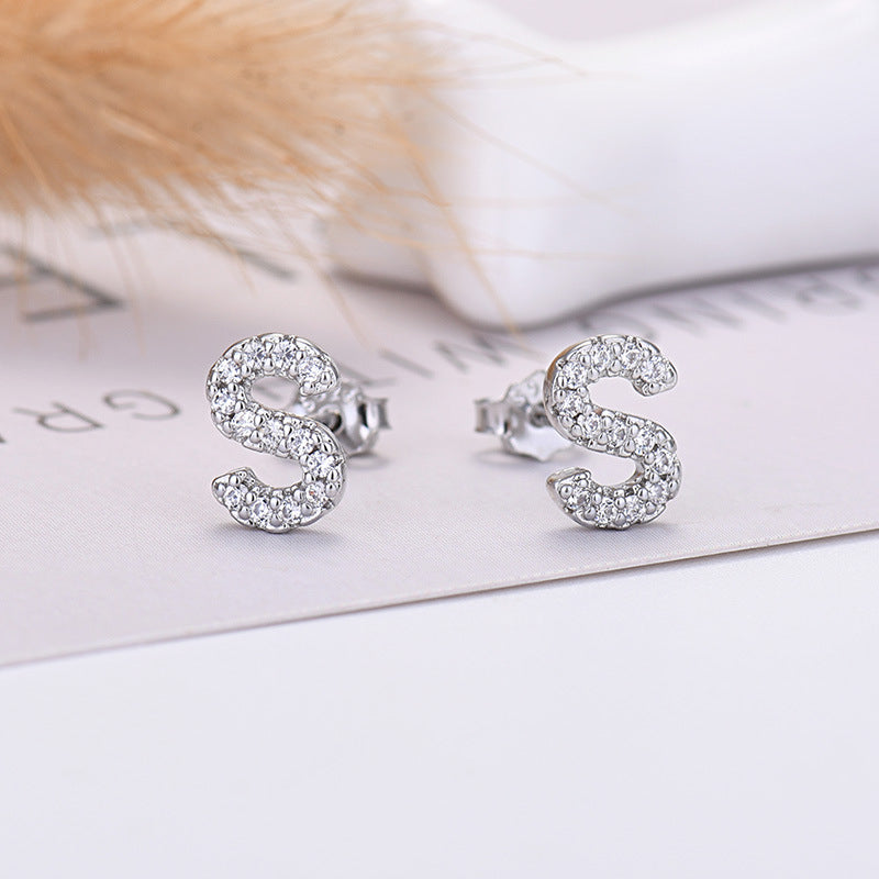 Zircon Initial Letter Earrings