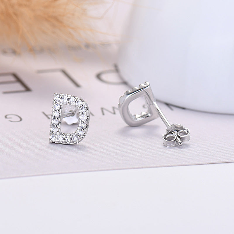 Zircon Initial Letter Earrings