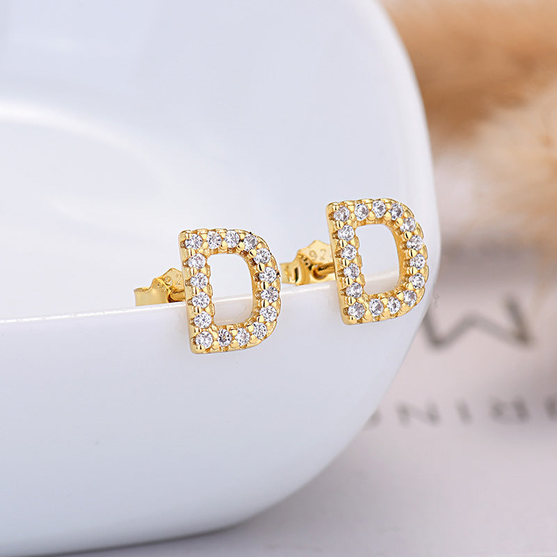 Zircon Initial Letter Earrings