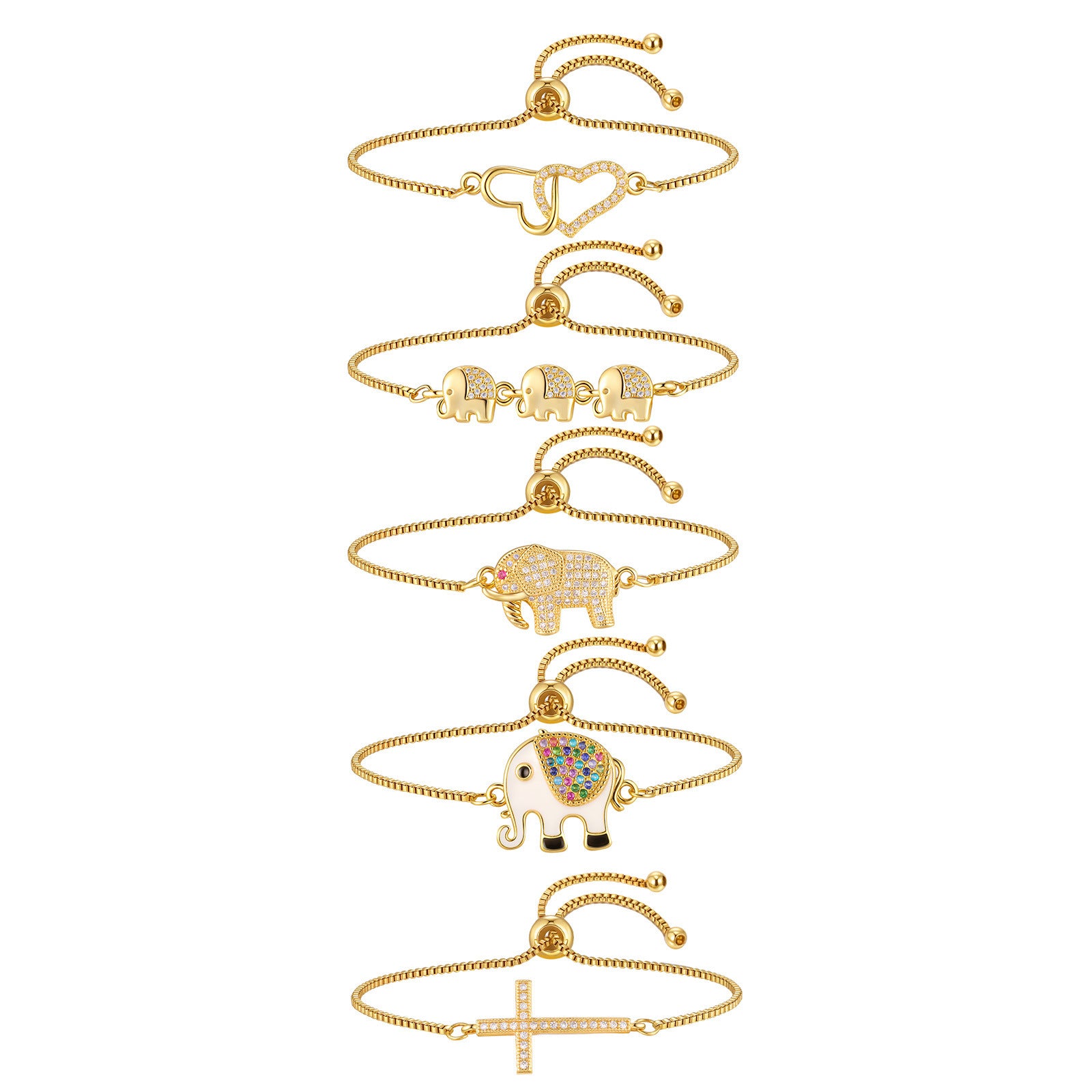 Colorful Zircon Adjustable Copper Bangle
