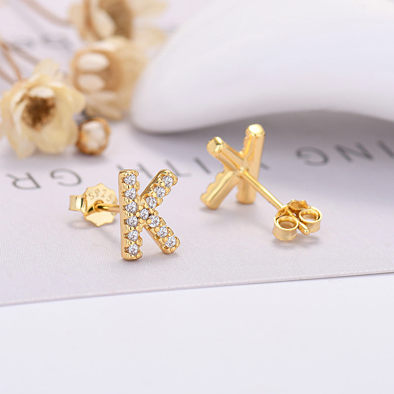 Zircon Initial Letter Earrings