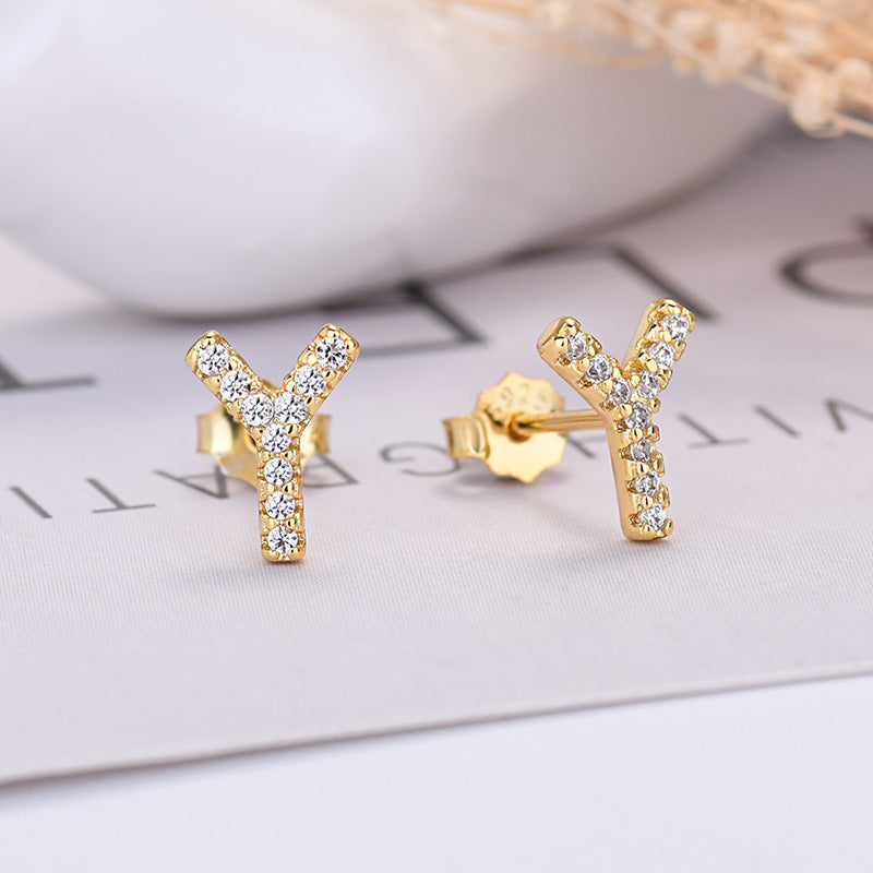 Zircon Initial Letter Earrings