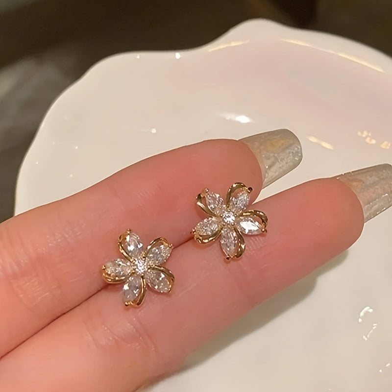 Rhinestone Flower Stud Earrings