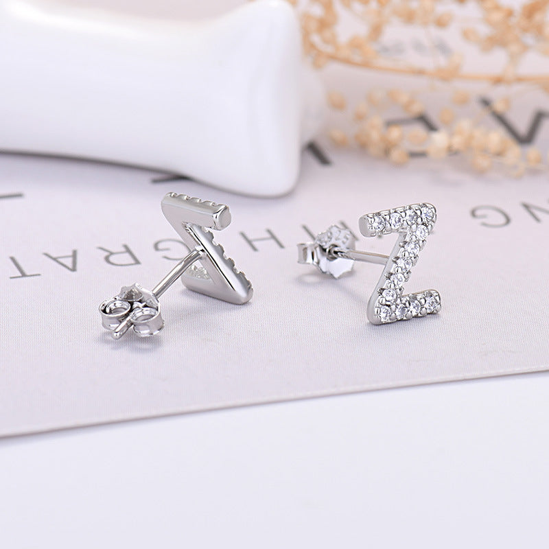 Zircon Initial Letter Earrings