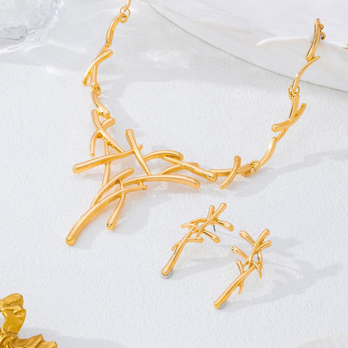 Crossline Earrings and Necklace Set