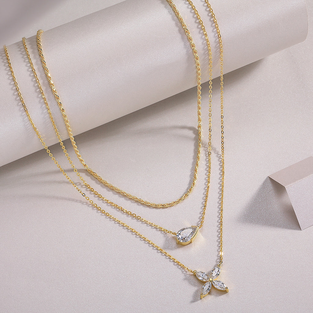 Pear Cut Moissanite Gold Necklace