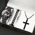 Men's Cross Necklace & Watch Set