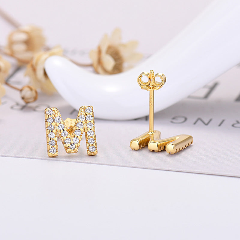 Zircon Initial Letter Earrings