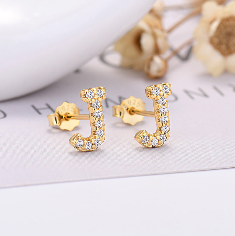 Zircon Initial Letter Earrings