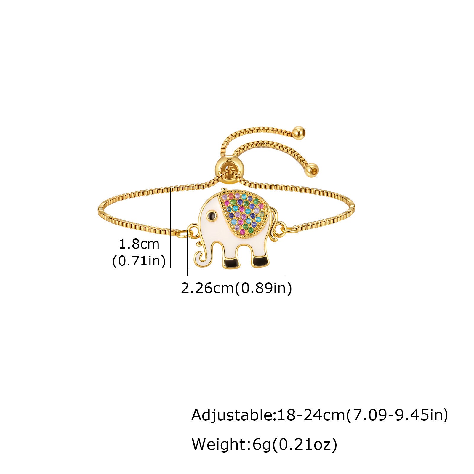 Colorful Zircon Adjustable Copper Bangle