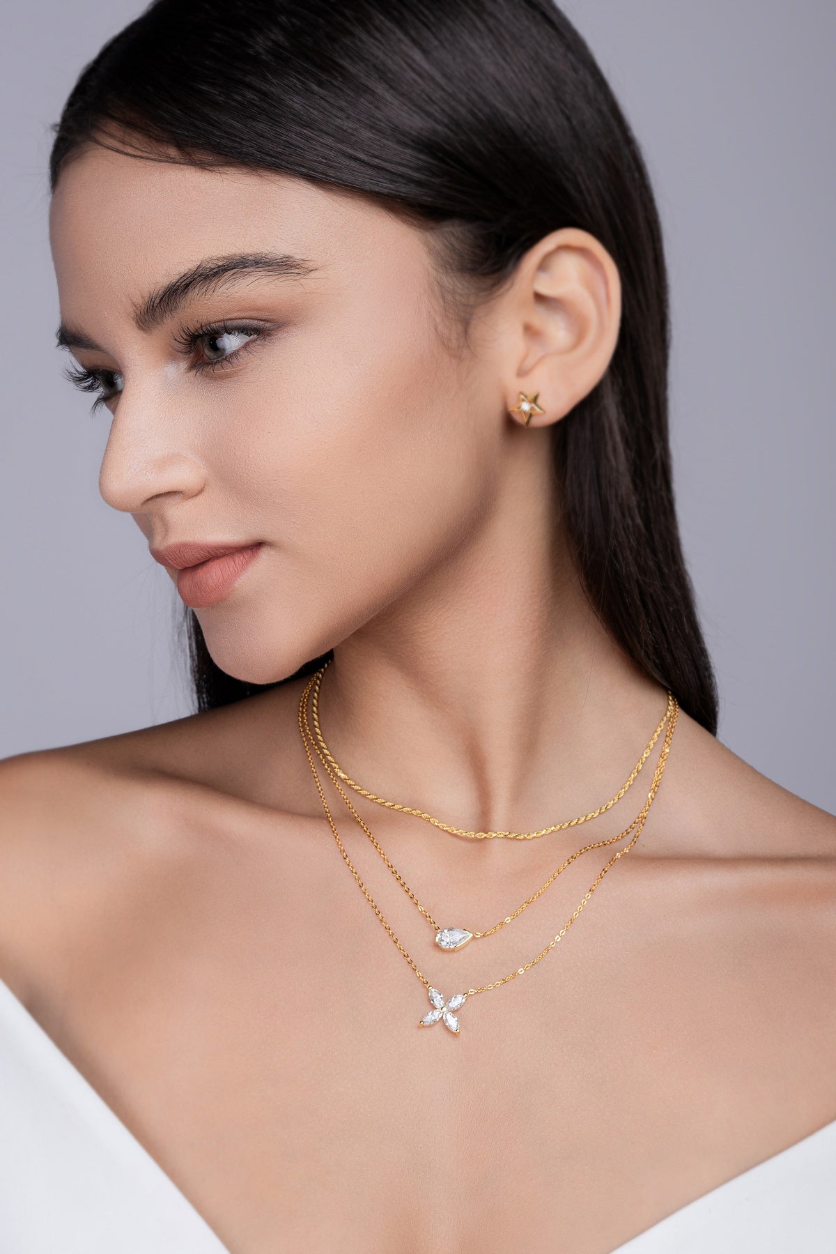 Pear Cut Moissanite Gold Necklace