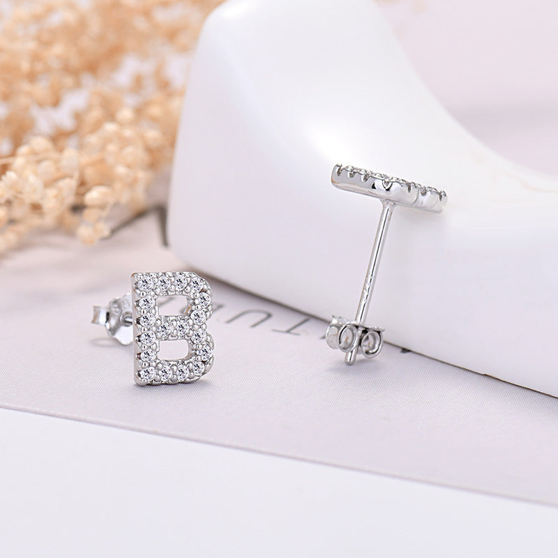 Zircon Initial Letter Earrings