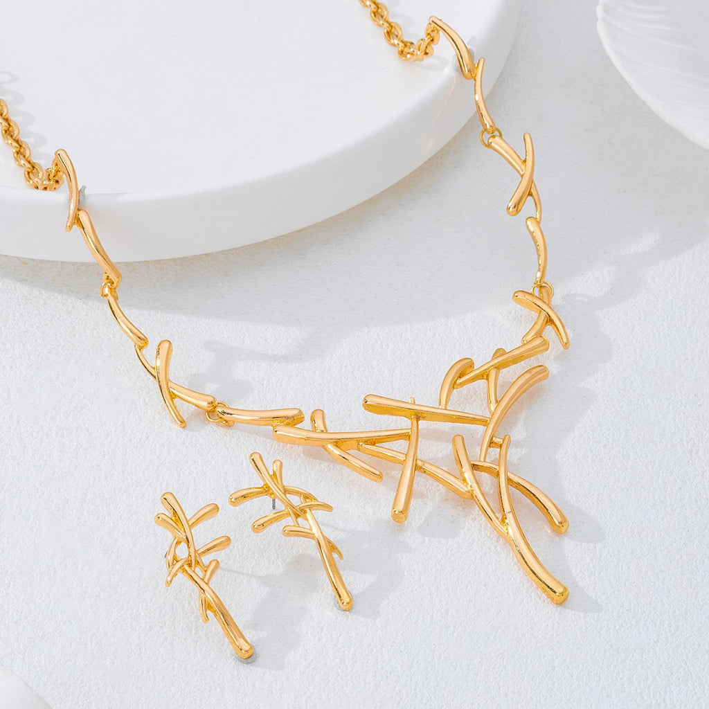 Crossline Earrings and Necklace Set