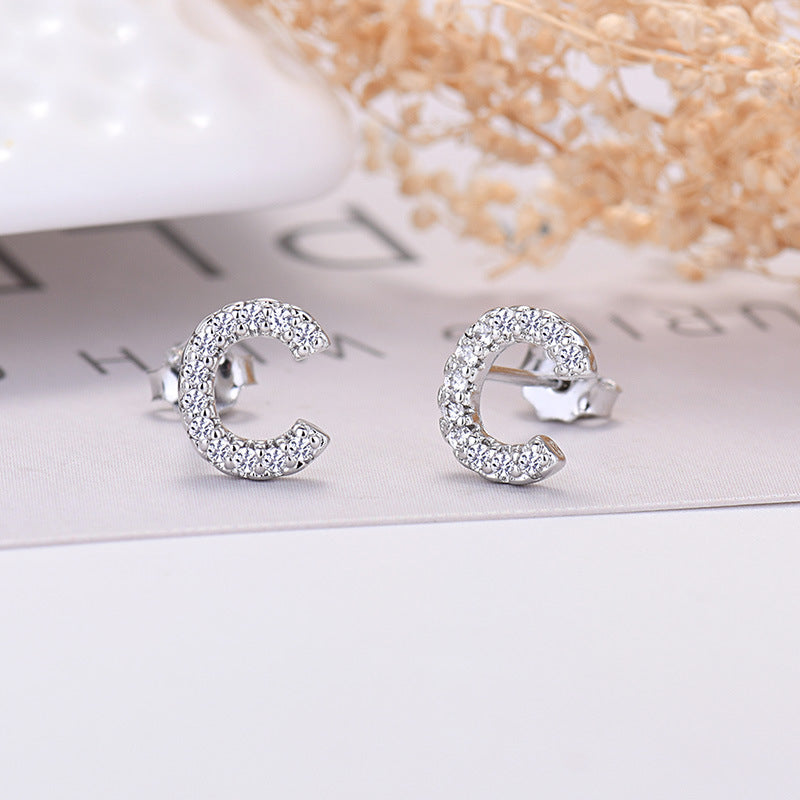 Zircon Initial Letter Earrings