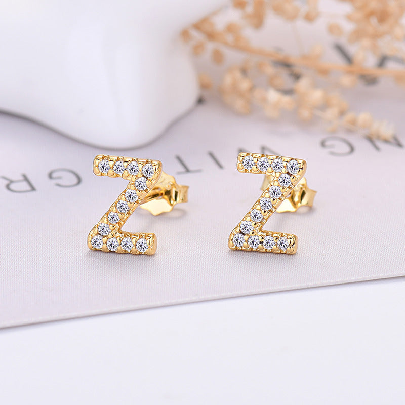 Zircon Initial Letter Earrings