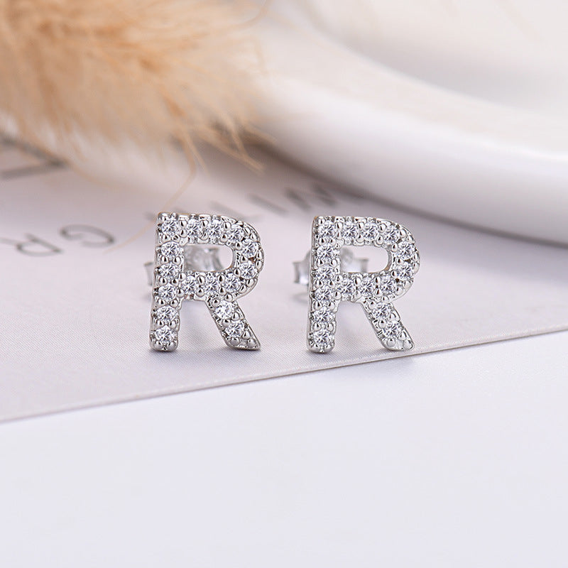 Zircon Initial Letter Earrings
